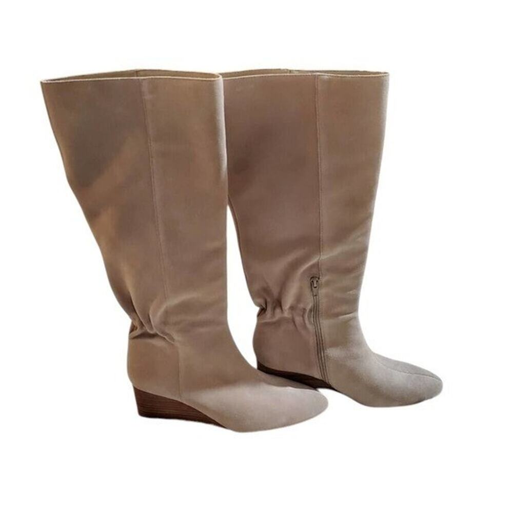 SOLE society Deannah tall suede leather wedge boots in latte size 9.5 New
